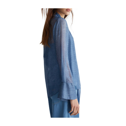 Liu Jo Camicia elegante Camicia Donna collo con foulard Celeste - Francavilla Moda